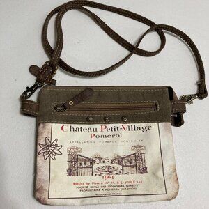 Myra Bag Canvas and Leather Crossbody Zipper Bag "Chateau Petit-Village" Green